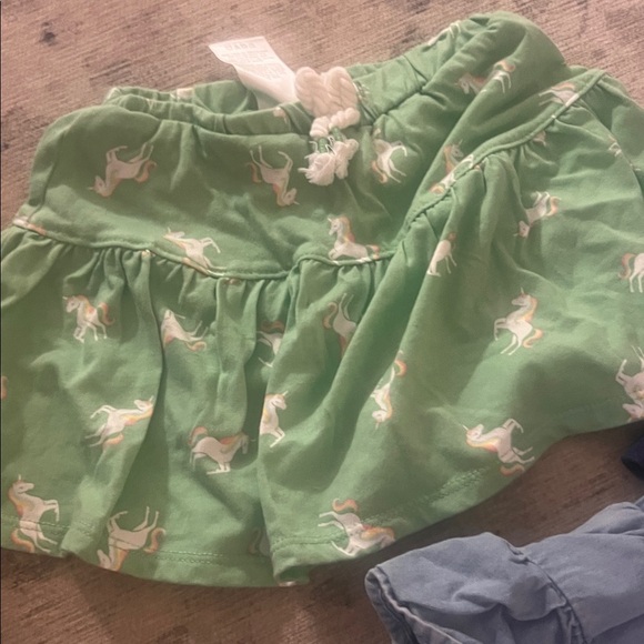 Set of Three Girls' Skirts - Green, Blue, and Floral - Picture 2 of 4
